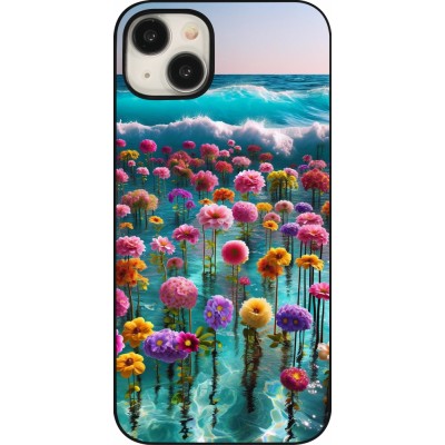 iPhone 15 Plus Case Hülle - Blumenmeer Wellen