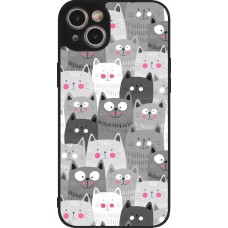 iPhone 15 Plus Case Hülle - Silikon schwarz Katzenschwärme
