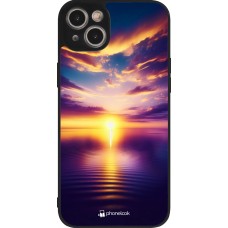 iPhone 15 Plus Case Hülle - Silikon schwarz Sonnenuntergang gelb violett