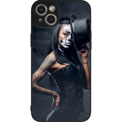 iPhone 15 Plus Case Hülle - Silikon schwarz Halloween 22 Tattooed Girl