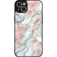 iPhone 15 Plus Case Hülle - Silikon schwarz Rosa Leuchtender Marmor