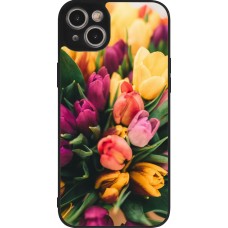 iPhone 15 Plus Case Hülle - Silikon schwarz Bouquet of tulips Spring 2026