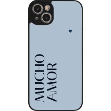 iPhone 15 Plus Case Hülle - Silikon schwarz Valentine 2024 mucho amor azul