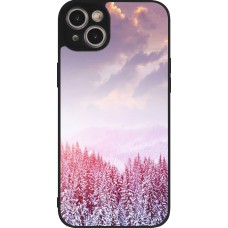 iPhone 15 Plus Case Hülle - Silikon schwarz Winter 22 Pink Forest