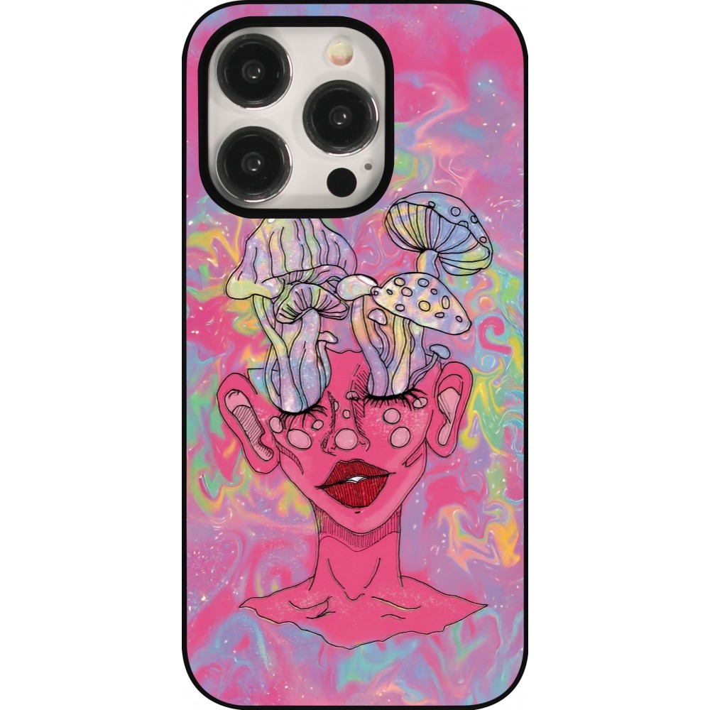 iPhone 15 Pro Case Hülle - Psychedelic pink mushroom