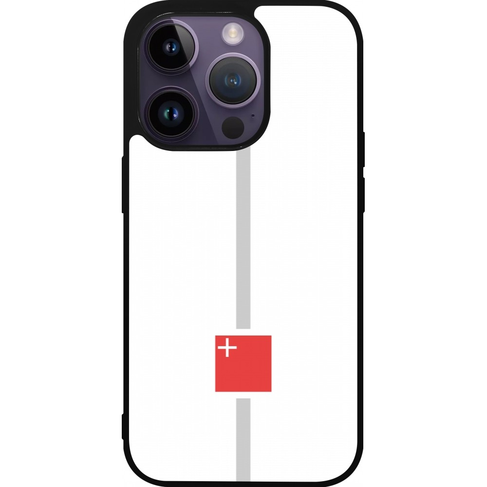 iPhone 15 Pro Case Hülle - Silikon schwarz Kanton SZ weiss