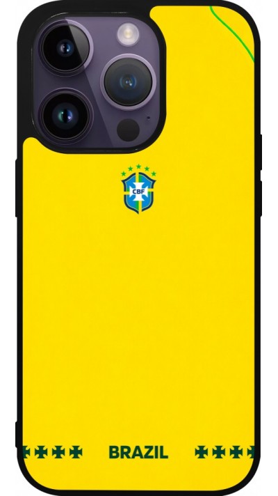 iPhone 15 Pro Case Hülle - Silikon schwarz Brasilien 2026 personalisierbares Fussballtrikot