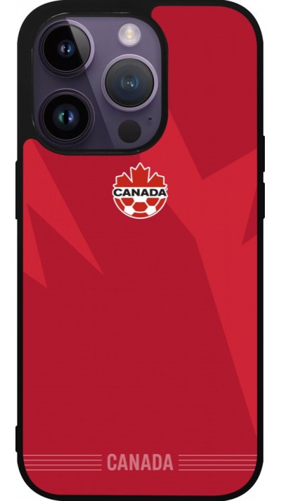 Coque iPhone 15 Pro - Silicone rigide noir Maillot de football Canada 2026 personnalisable