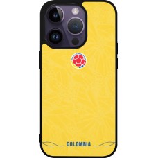 Coque iPhone 15 Pro - Silicone rigide noir Maillot de football Colombie 2026 personnalisable