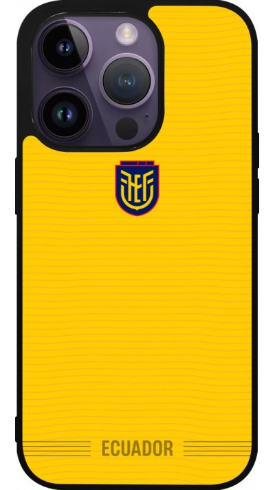 Coque iPhone 15 Pro - Silicone rigide noir Maillot de football E?quateur 2026 personnalisable
