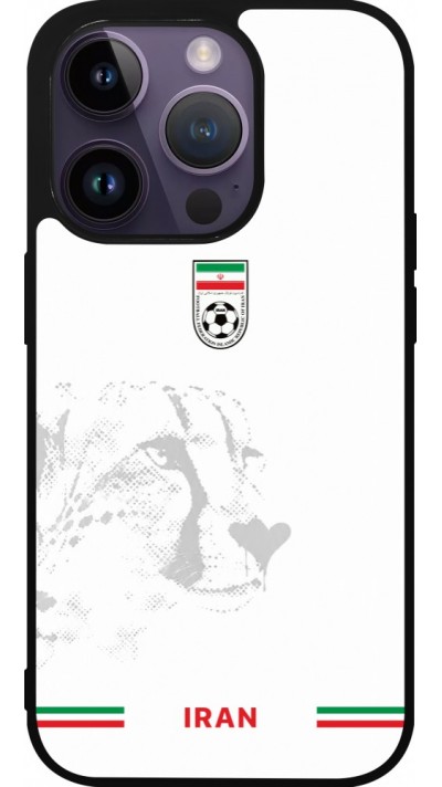 Coque iPhone 15 Pro - Silicone rigide noir Maillot de football Iran 2026 personnalisable