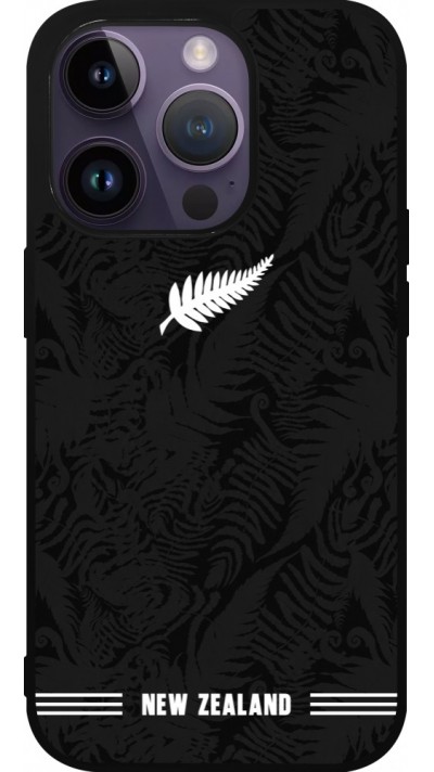 Coque iPhone 15 Pro - Silicone rigide noir Maillot de football Nouvelle-Zélande 2026 personnalisable