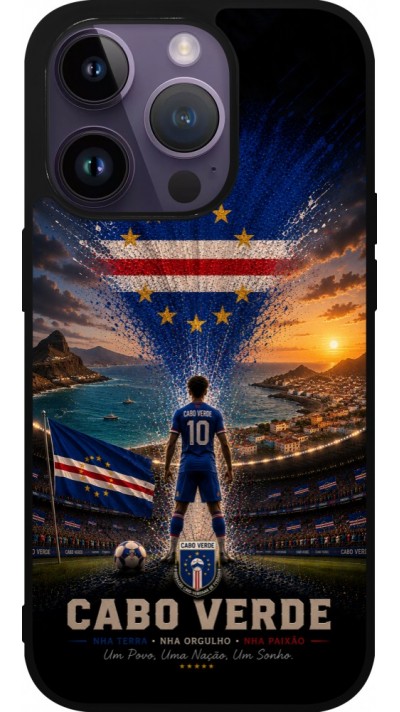 Coque iPhone 15 Pro - Silicone rigide noir Football Cap-Vert splash 2026