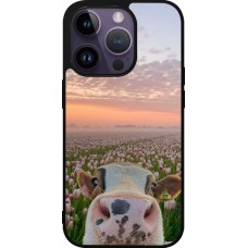 iPhone 15 Pro Case Hülle - Silikon schwarz Cow with tulips Spring 2026
