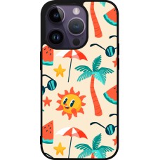 iPhone 15 Pro Case Hülle - Silikon schwarz Summer 2025 Pattern soleil