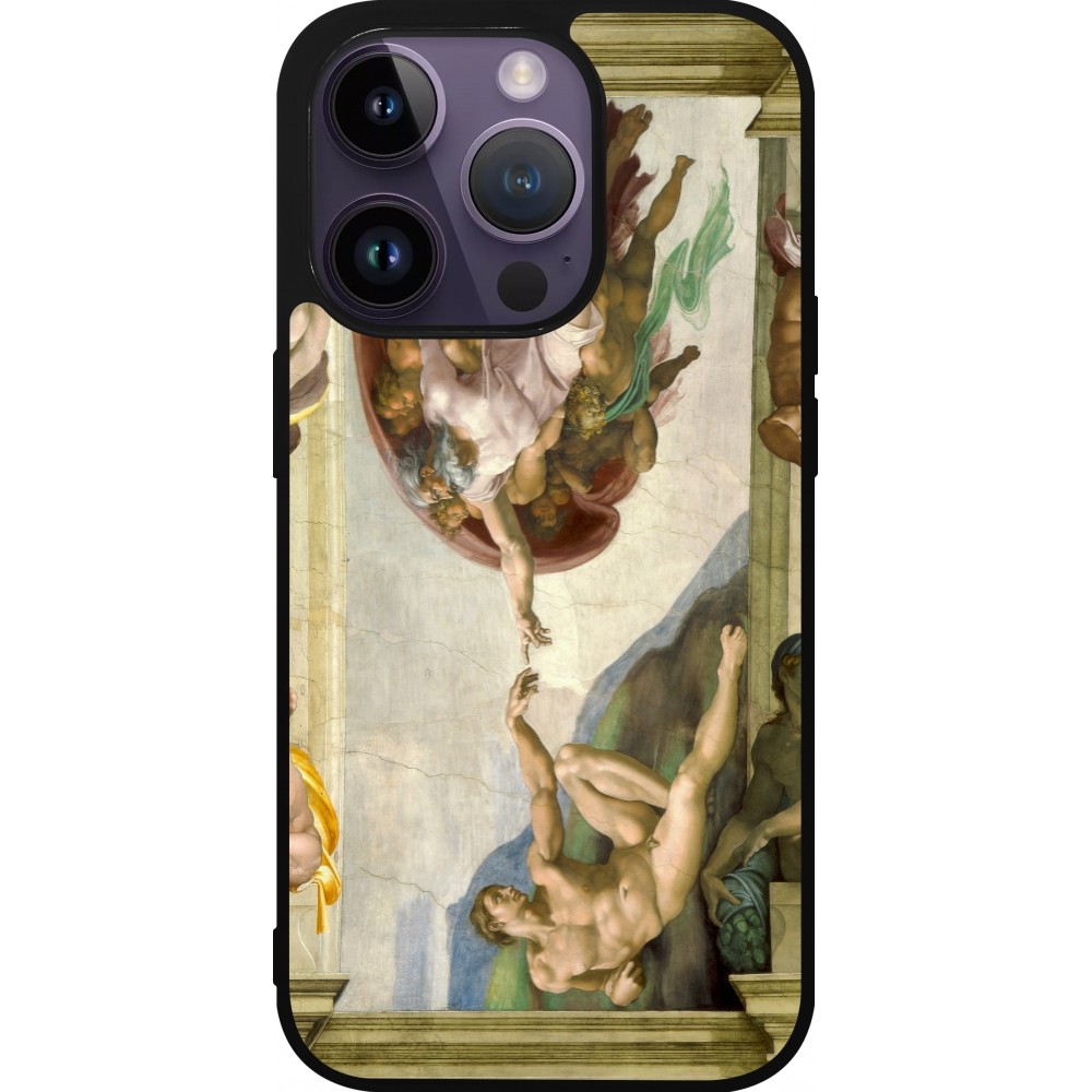 iPhone 15 Pro Case Hülle - Silikon schwarz Kunstbild - Die Erschaffung Adams - Michelangelo