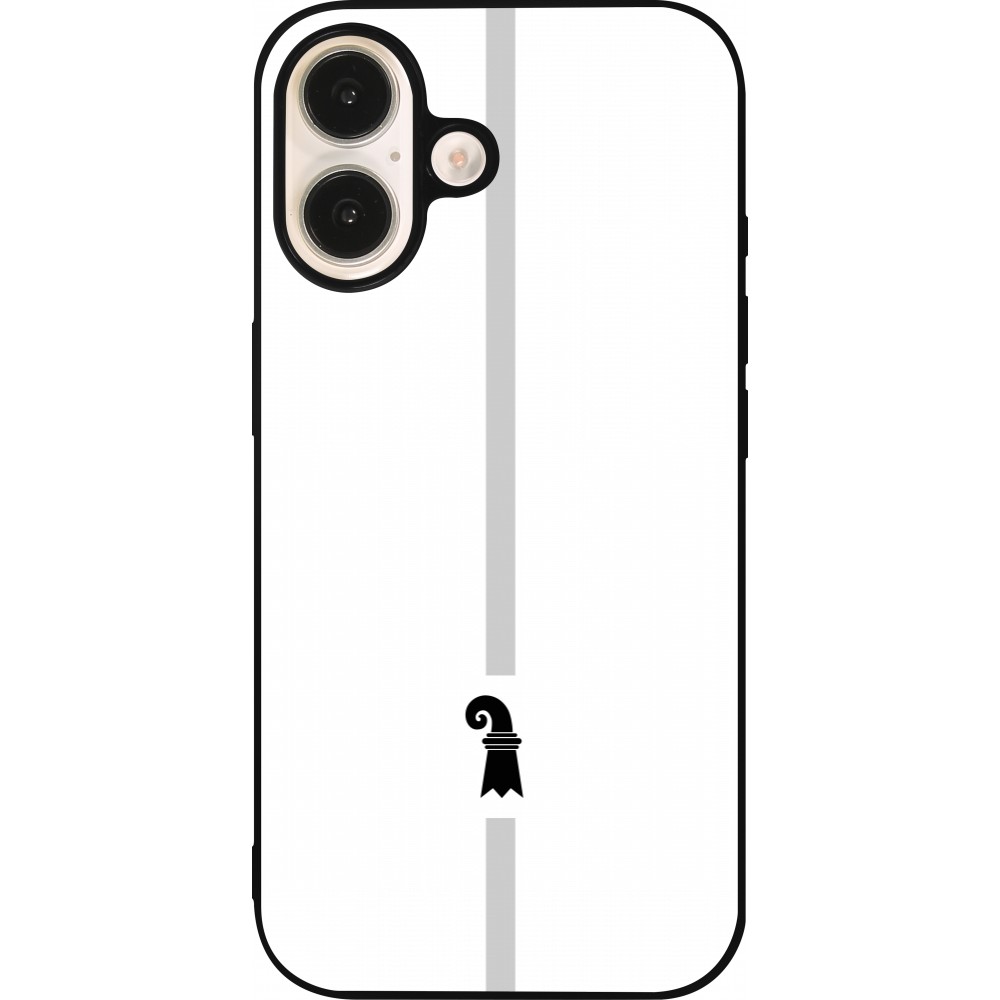 iPhone 16 Case Hülle - Silikon schwarz Kanton BS weiss