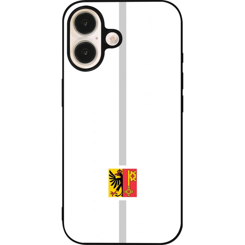 iPhone 16 Case Hülle - Silikon schwarz Kanton GE weiss
