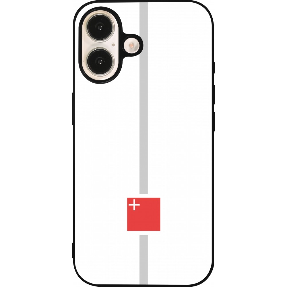 iPhone 16 Case Hülle - Silikon schwarz Kanton SZ weiss