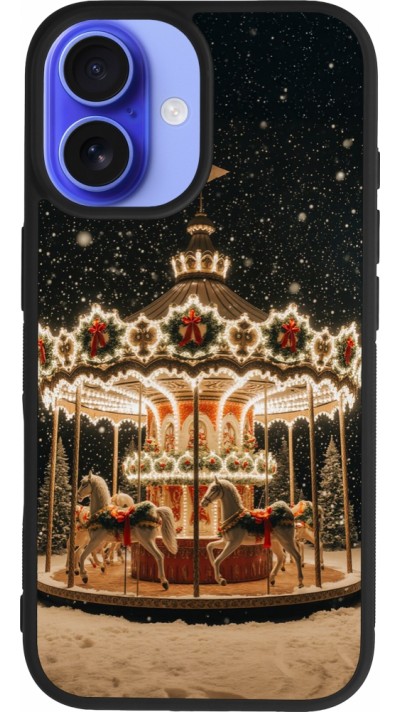 Coque iPhone 16 - Silicone rigide noir Christmas 25 Carousel