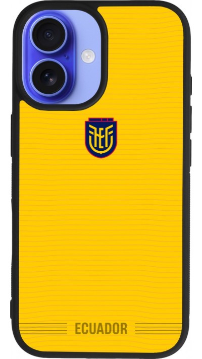 Coque iPhone 16 - Silicone rigide noir Maillot de football E?quateur 2026 personnalisable