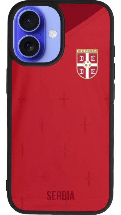 iPhone 16 Case Hülle - Silikon schwarz Serbien 2022 personalisierbares Fussballtrikot