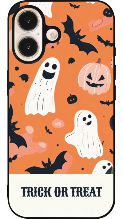 iPhone 16 Case Hülle - Silikon schwarz Halloween 2025 Trick treat