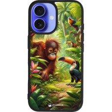 iPhone 16 Case Hülle - Silikon schwarz Tropischer Dschungel Tayrona