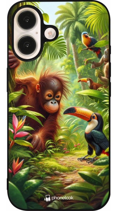 iPhone 16 Case Hülle - Silikon schwarz Tropischer Dschungel Tayrona