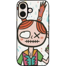 iPhone 16 Case Hülle - Silikon schwarz Little Girl Sketch