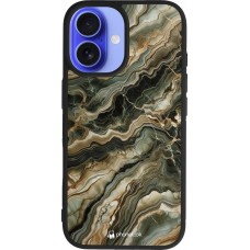iPhone 16 Case Hülle - Silikon schwarz Oliv Marmor