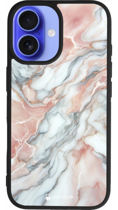iPhone 16 Case Hülle - Silikon schwarz Rosa Leuchtender Marmor