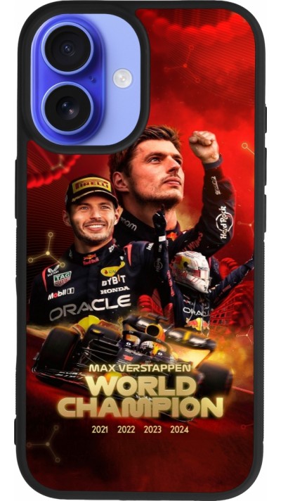 iPhone 16 Case Hülle - Silikon schwarz Max Verstappen Champion 2023