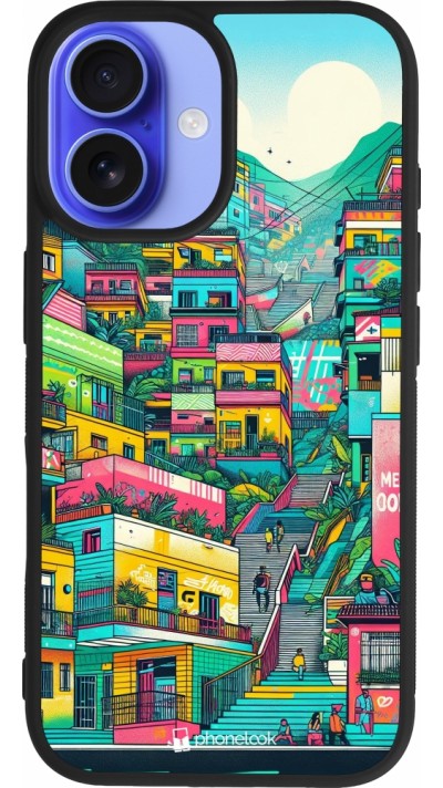iPhone 16 Case Hülle - Silikon schwarz Medellin Comuna 13 Kunst
