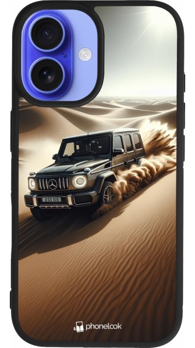 iPhone 16 Case Hülle - Silikon schwarz Mercedes G Drift Wueste