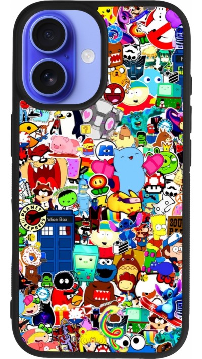 iPhone 16 Case Hülle - Silikon schwarz Mixed cartoons