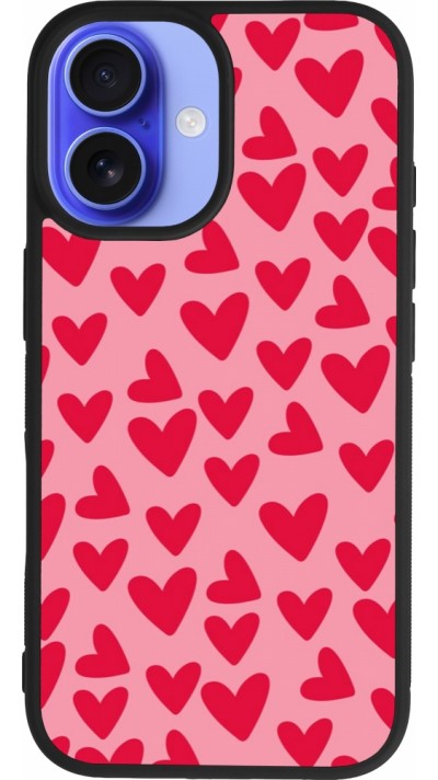 iPhone 16 Case Hülle - Silikon schwarz Mom 2024 kleine Herzen