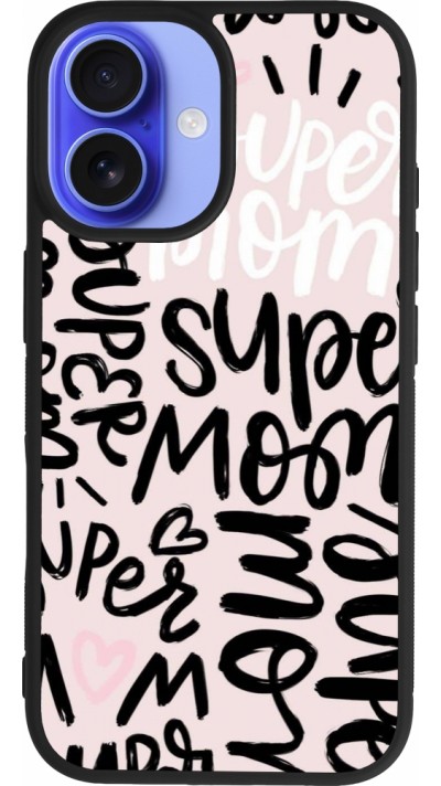 iPhone 16 Case Hülle - Silikon schwarz Mom 2024 Super mom