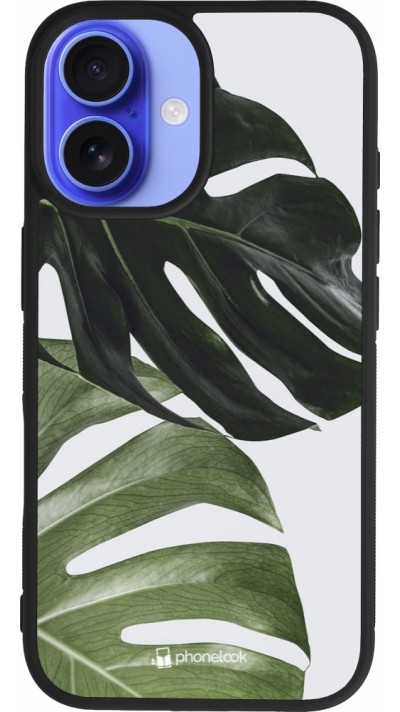 iPhone 16 Case Hülle - Silikon schwarz Monstera Plant