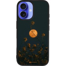 iPhone 16 Case Hülle - Silikon schwarz Moon Flowers
