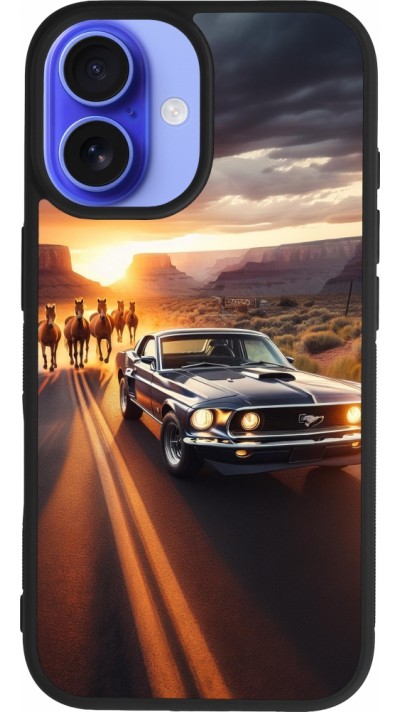iPhone 16 Case Hülle - Silikon schwarz Mustang 69 Grand Canyon