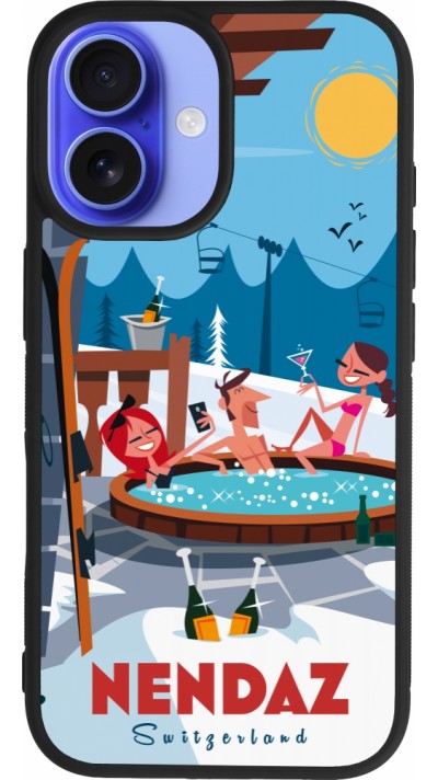 iPhone 16 Case Hülle - Silikon schwarz Nendaz Mountain Jacuzzi