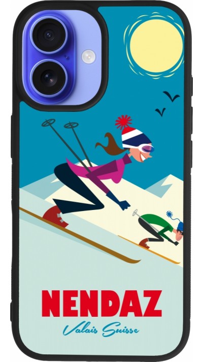 iPhone 16 Case Hülle - Silikon schwarz Nendaz Ski Downhill