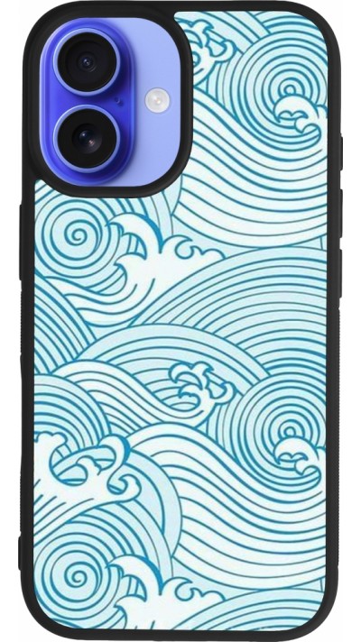 iPhone 16 Case Hülle - Silikon schwarz Ocean Waves