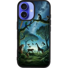 iPhone 16 Case Hülle - Silikon schwarz Paradies der exotischen Tiere
