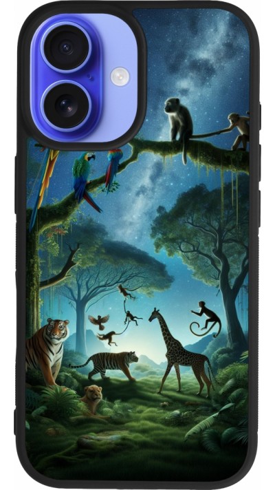 iPhone 16 Case Hülle - Silikon schwarz Paradies der exotischen Tiere
