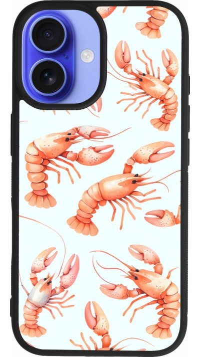 iPhone 16 Case Hülle - Silikon schwarz Muster von pastellfarbenen Hummern