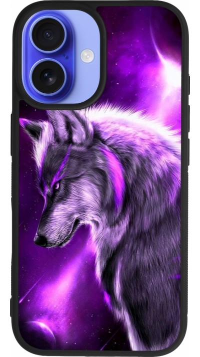 iPhone 16 Case Hülle - Silikon schwarz Purple Sky Wolf
