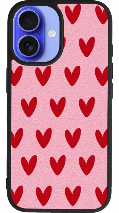 Coque iPhone 16 - Silicone rigide noir Saint Valentines Day 26 Pattern heart