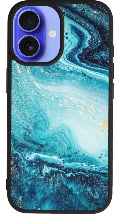 iPhone 16 Case Hülle - Silikon schwarz Sea Foam Blue